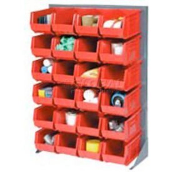 Global Equipment Singled Sided Louvered Bin Rack 35 x 15 x 50 - 58 Red Premium Stacking Bins 239350RD